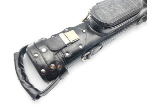 Тубус для кия ручной работы Professional, 1х1 чёрный с орнаментом, кожаный