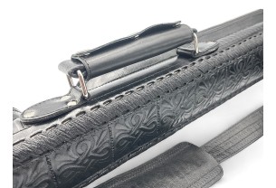 Тубус для кия ручной работы Professional, 1х1 чёрный с орнаментом, кожаный