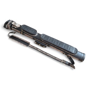 Тубус для кия ручной работы Professional, 1х1 чёрный, змея, с орнаментом, кожаный