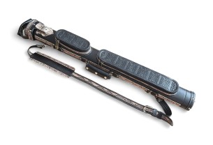 Тубус для кия ручной работы Professional, 1х1 чёрный, змея, с орнаментом, кожаный