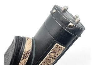 Тубус для кия ручной работы Professional, 1х1 чёрный, змея, с орнаментом, кожаный