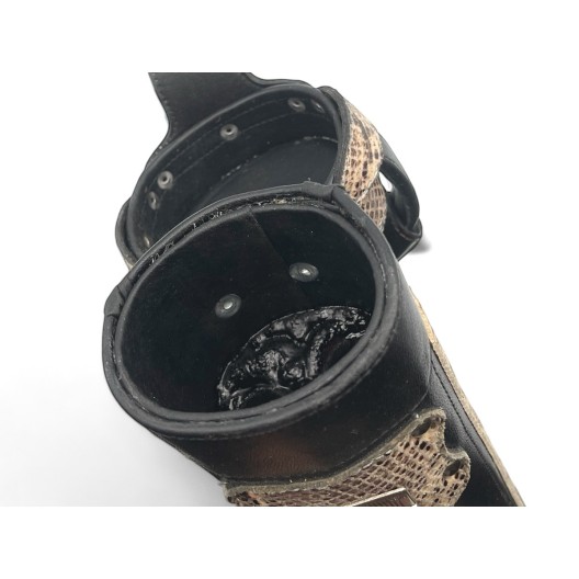 Тубус для кия ручной работы Professional, 1х1 чёрный, змея, с орнаментом, кожаный