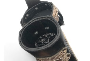 Тубус для кия ручной работы Professional, 1х1 чёрный, змея, с орнаментом, кожаный