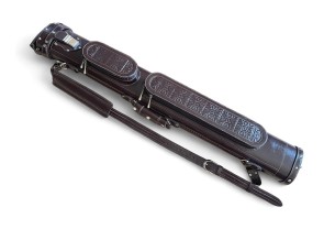 Тубус на 2 кия ручной работы Professional, 2х2 коричневый с орнаментом, кожаный