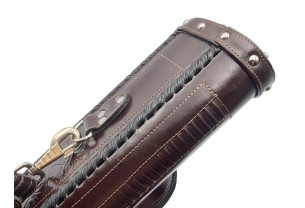Тубус на 2 кия ручной работы Professional, 2х2 коричневый с орнаментом, кожаный