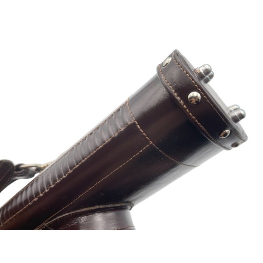 Тубус на 2 кия ручной работы Professional, 2х2 коричневый с орнаментом, кожаный