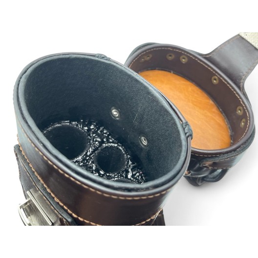 Тубус на 2 кия ручной работы Professional, 2х2 коричневый с орнаментом, кожаный