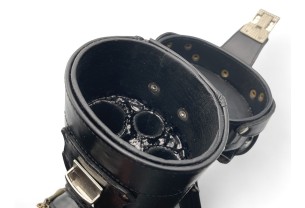 Тубус на 2 кия ручной работы Professional, 2х2 чёрный с орнаментом, кожаный