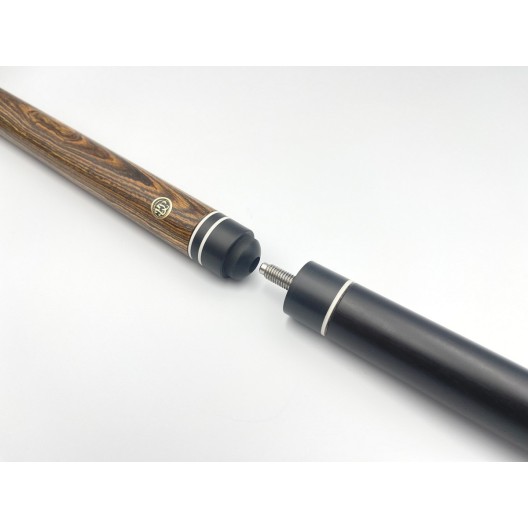 Більярдний кий ручної роботи Корона-Бумеранг бокоте, чорний граб з подовжувачем