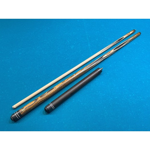 Більярдний кий ручної роботи Корона-Бумеранг бокоте, чорний граб з подовжувачем