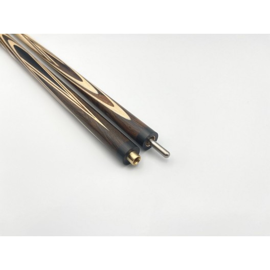 Більярдний кий ручної роботи Корона-Бумеранг зерикоте, чорний граб