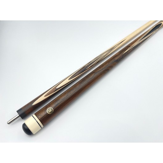 Більярдний кий ручної роботи Корона-Бумеранг зерикоте, чорний граб