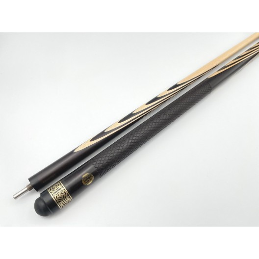 Бильярдный кий Классик 4+6 чёрный граб, насечка, кольцо с орнаментом