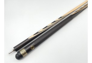 Бильярдный кий Классик 4+6 чёрный граб, насечка, кольцо с орнаментом