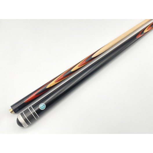 Бильярдный кий Классик 3+4 чёрный граб, паддук, мовинга трёхцветный
