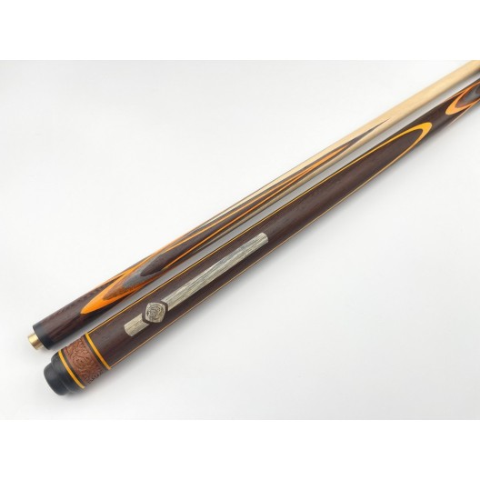 Більярдний кий ручної роботи Тюльпан-Квітка напружений запив венге, помаранчевий, сірий граб