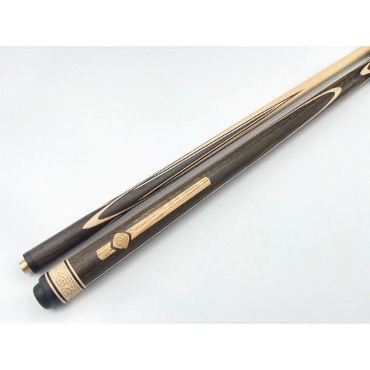 Бильярдный кий ручной работы Тюльпан-Цветок напряжённый запил махенга, чёрный граб