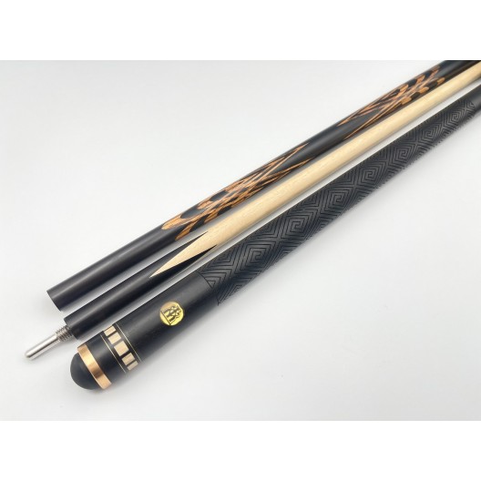 Бильярдный кий Тюльпан чёрный граб, зебрано с насечкой, трёхсоставной